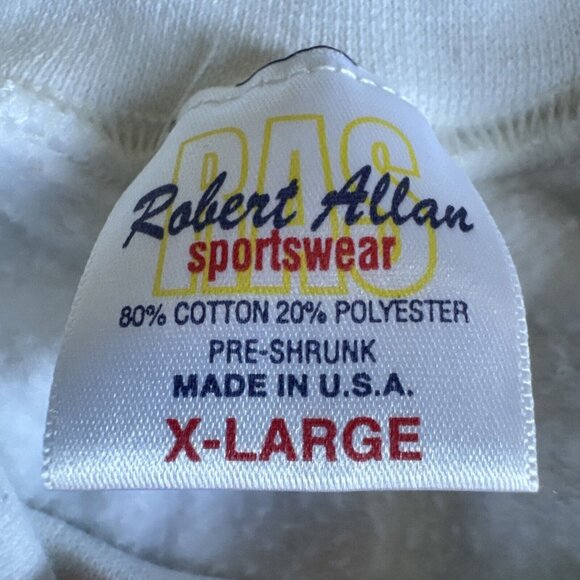 Vintage Wolf Sweatshirt‎ White Robert Allen Sportswear Made in the USA Mens XL - Picture 4 of 9